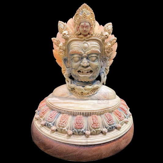 Deer Horn Mahakala Head Sculpture 鹿角大黑天頭形雕刻